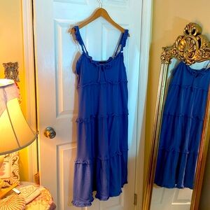 J. Crew Re-imagined Tiered Sun Dress Cover-Up Oversized M L XL Ruffle Keyhole